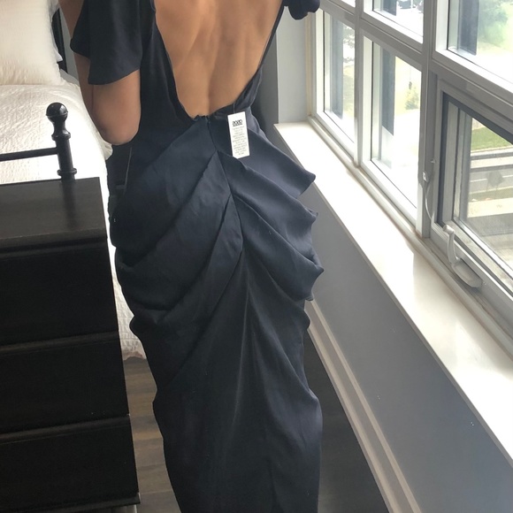 ASOS navy blue floor length evening dress - Picture 2 of 2